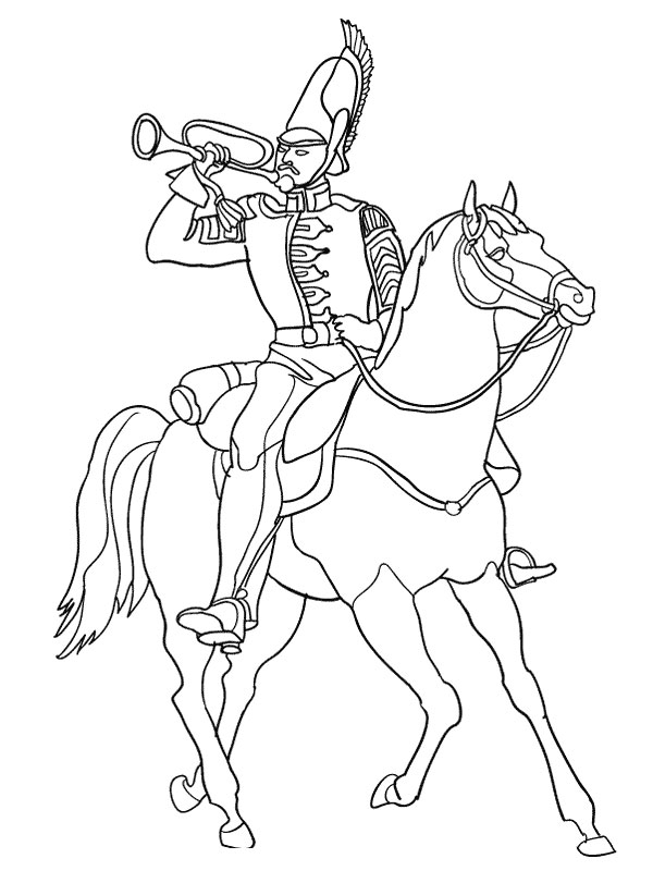 coloriage le garde a cheval sonne le clairon